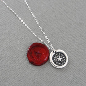 Star Wax Seal Necklace - Truth And Honor Antique Silver Jewelry North Star