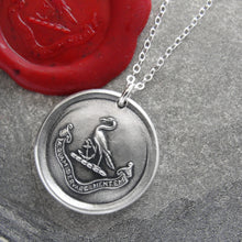 Load image into Gallery viewer, Preserve A Calm Mind - Silver Wax Seal Necklace - Stork Anchor Horace Odes Quote
