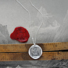 Load image into Gallery viewer, Steadfast In Adversity - Silver Wax Seal Necklace Eagle Crest
