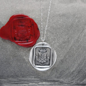 Steadfast In Adversity - Silver Wax Seal Necklace Eagle Crest