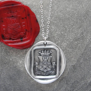 Steadfast In Adversity - Silver Wax Seal Necklace Eagle Crest