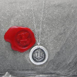 Strength With Virtue - Silver Spear Wax Seal Necklace - Honor Chivalry