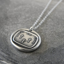 Load image into Gallery viewer, The Three Crosses - Silver Wax Seal Necklace - Such Is Life - RQP Studio
