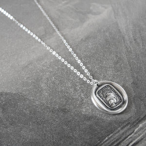 Silver Sun Wax Seal Necklace - Through Thickest Clouds I Find My Way motto