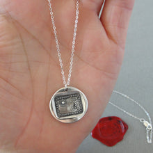 Load image into Gallery viewer, All For Your Happiness - Wax Seal Necklace Sun Moon Stars - Silver Jewelry
