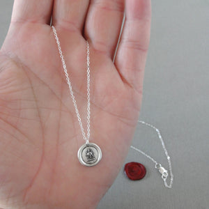 Sun Wax Seal Necklace - Antique Silver Sunshine Wax Seal Jewelry - Glory Splendor