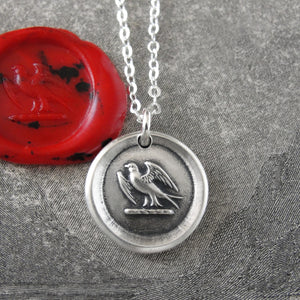 Go Getter - Martlet Mythical Swallow Bird Silver Wax Seal Necklace