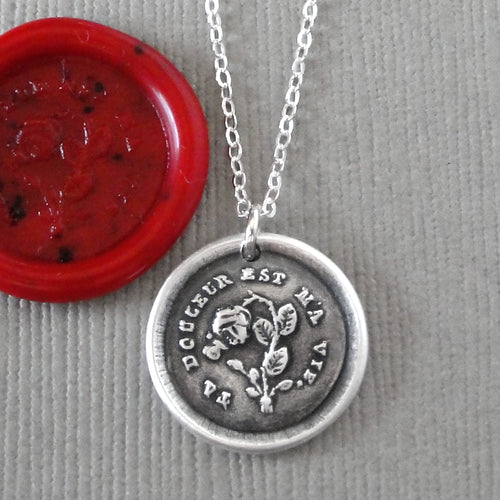 Wax Seal Necklace Your Sweetness Is My Life - Silver Rose Wax Seal Jewelry