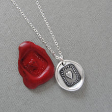 Load image into Gallery viewer, I&#39;m Not Happy If You Are Sad - Silver Heart Wax Seal Necklace
