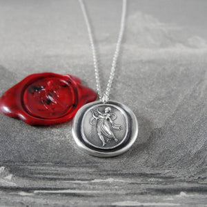 Terpsichore - Silver Wax Seal Necklace - Goddess of Dance Music Song - RQP Studio