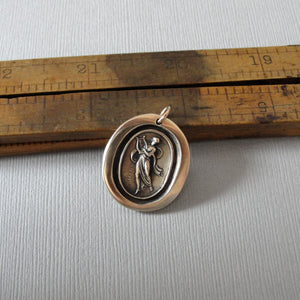 Dance, Music and Song - Terpsichore Wax Seal Pendant - Bronze Dancer Muse Wax Seal Jewelry