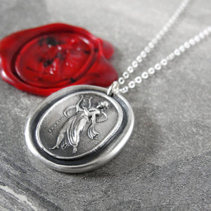 Terpsichore - Silver Wax Seal Necklace - Goddess of Dance Music Song - RQP Studio
