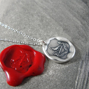 My Help Comes From The Lord - Silver Religious Wax Seal Necklace Psalm 124