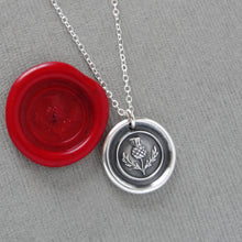 Load image into Gallery viewer, Thistle Wax Seal Necklace In Silver - Scottish heritage emblem jewelry - RQP Studio
