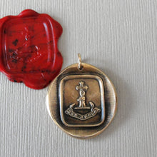 Load image into Gallery viewer, Through Difficulties - Wax Seal Pendant With Hand Holding Cross - Antique Bronze Faith Wax Seal Charm Jewelry
