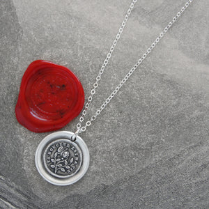 Thy Sweetness Is My Life - Silver Rose Wax Seal Necklace 