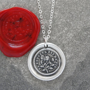 Thy Sweetness Is My Life - Silver Rose Wax Seal Necklace 