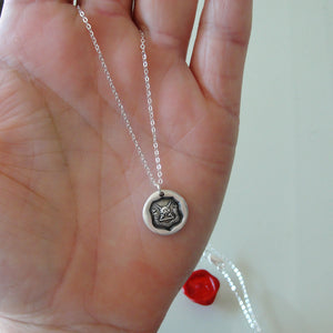 Nothing In Life Is Permanent - Silver Wax Seal Necklace With Leopard Head