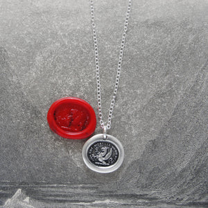 What I Wish Is Not Mortal - Silver Griffin Wax Seal Necklace