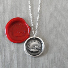 Load image into Gallery viewer, Tit For Tat - Wax Seal Necklace In Silver With Cat And Mouse - Antique Wax Seal Jewelry
