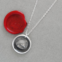 Load image into Gallery viewer, Tit For Tat - Wax Seal Necklace In Silver With Cat And Mouse - Antique Wax Seal Jewelry
