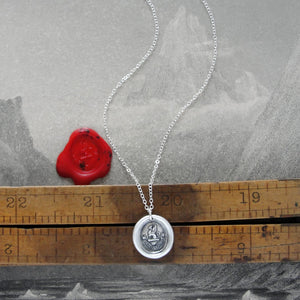 Griffin Wax Seal Necklace - To The Brave Reward - antique wax seal jewelry in silver - RQP Studio