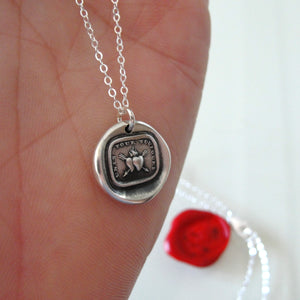 Together Forever - Silver Wax Seal Necklace Love Hearts - RQP Studio