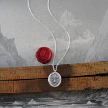Load image into Gallery viewer, Why Wish For What You Have - Tree of Life Wax Seal Necklace - Silver Wax Seal Jewelry Pelican Piety Latin Motto
