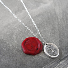 Load image into Gallery viewer, Why Wish For What You Have - Tree of Life Wax Seal Necklace - Silver Wax Seal Jewelry Pelican Piety Latin Motto
