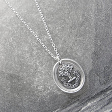 Load image into Gallery viewer, Why Wish For What You Have - Tree of Life Wax Seal Necklace - Silver Wax Seal Jewelry Pelican Piety Latin Motto
