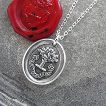 Load image into Gallery viewer, Why Wish For What You Have - Tree of Life Wax Seal Necklace - Silver Wax Seal Jewelry Pelican Piety Latin Motto
