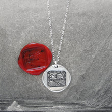 Load image into Gallery viewer, Silver Wax Seal Necklace - In Vain Destiny Separates Us - Antique Wax Seal Jewelry Trees - RQP Studio
