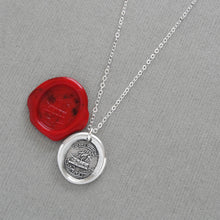 Load image into Gallery viewer, Unbroken Hope - Wax Seal Necklace With Ship In Distress - Antique Silver Wax Seal Jewelry Courage Motto
