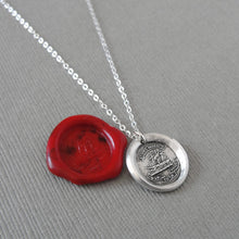 Load image into Gallery viewer, Unbroken Hope - Wax Seal Necklace With Ship In Distress - Antique Silver Wax Seal Jewelry Courage Motto
