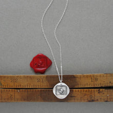 Load image into Gallery viewer, Courage to Fight - Silver Wax Seal Necklace - Antique Warrior Jewelry Without Fear
