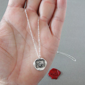Courage to Fight - Silver Wax Seal Necklace - Antique Warrior Jewelry Without Fear