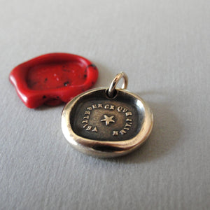 Watch Over The One I Love - Bronze Wax Seal Charm - Antique Star Wax Seal Jewelry Pendant