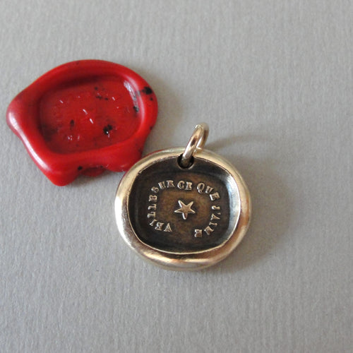 Watch Over The One I Love - Bronze Wax Seal Charm - Antique Star Wax Seal Jewelry Pendant