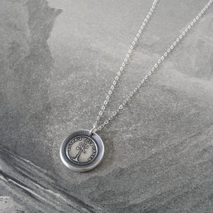 Silver Wax Seal Necklace Weathervane - Happy In All Winds Prepared For Anything - RQP Studio