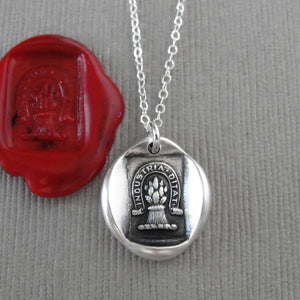 Industry Enriches - Wheatsheaf Wax Seal Necklace Prosperity Hope Luck - Antique Silver Wax Seal Jewelry