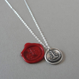 I Love You With All My Heart - Silver Wax Seal Necklace Eternal Flames of Fire