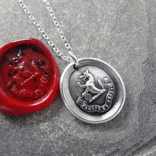 Load image into Gallery viewer, I Undertake And Persevere - Silver Wolf Wax Seal Necklace - RQP Studio
