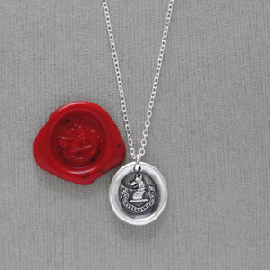 Wishes - Antique Silver Wax Seal Necklace Wolf Symbol - Courage Wax Seal Jewelry