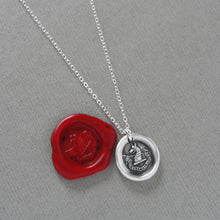 Load image into Gallery viewer, Wishes - Antique Silver Wax Seal Necklace Wolf Symbol - Courage Wax Seal Jewelry
