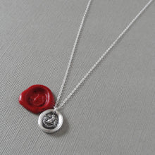 Load image into Gallery viewer, Wishes - Antique Silver Wax Seal Necklace Wolf Symbol - Courage Wax Seal Jewelry

