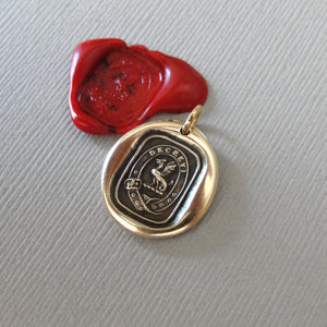 I Have Resolved - Wyvern Wax Seal Pendant - Antique Wax Seal Jewelry Latin Motto Protection Valor
