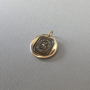 I Have Resolved - Wyvern Wax Seal Pendant - Antique Wax Seal Jewelry Latin Motto Protection Valor