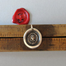Load image into Gallery viewer, Yield Not To Misfortunes - Wax Seal Pendant With Flaming Heart - Antique Bronze Wax Seal Jewelry Don&#39;t Give Up
